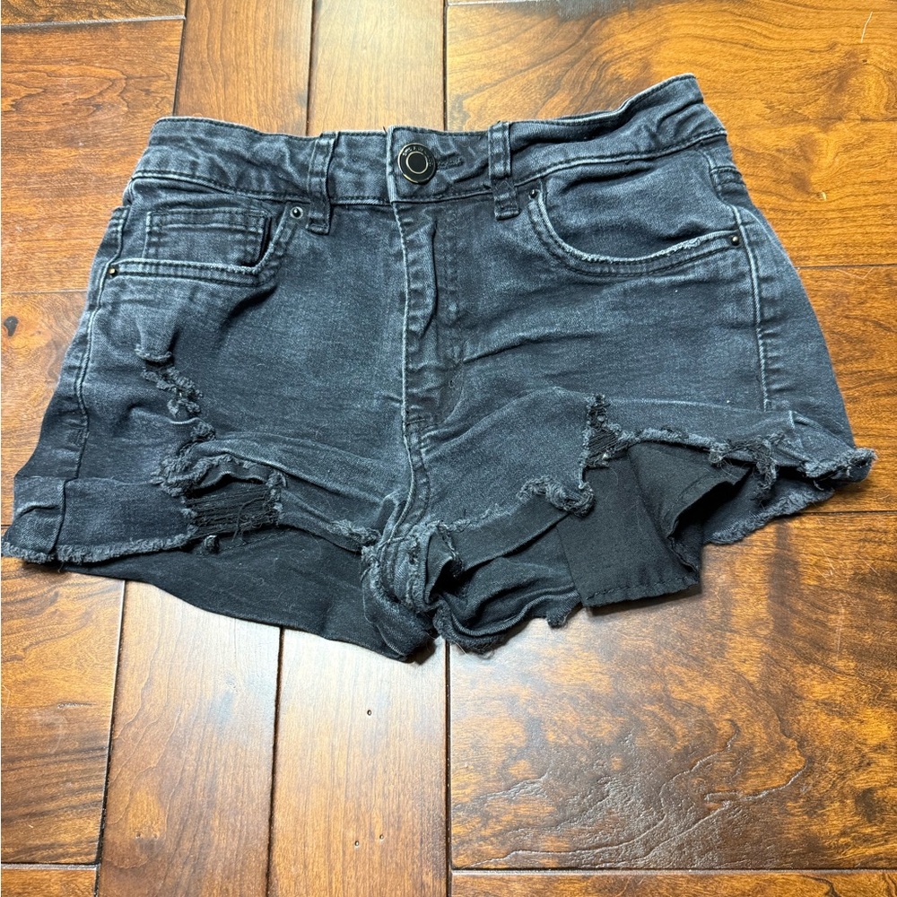 Miami Black Ripped Jean Shorts